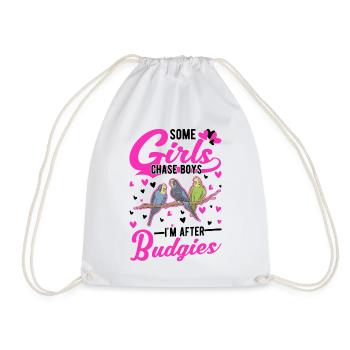 Budgie Girl Welli Parakeet - Drawstring Bag - white - Front