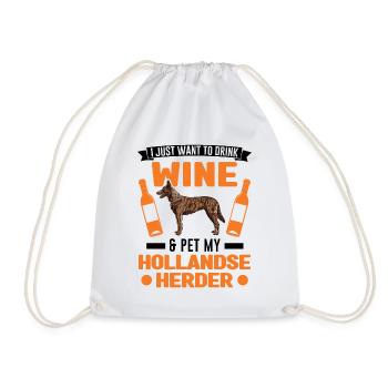 Hollandse Herder und Wein - Turnbeutel - Weiß - Vorne