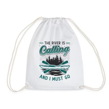 The River Is Calling And I Must Go Kayak Sport - Drawstring Bag - white - Front