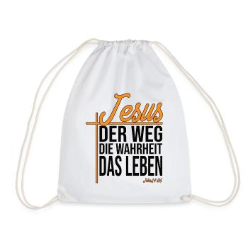 Jesus Der Weg Die Wahrheit Das Leben - John 14:06 - Turnbeutel - Weiß - Vorne