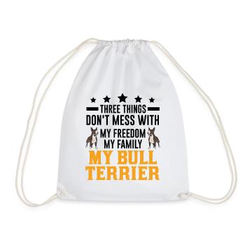 Bull Terrier Freedom Family Bull Terrier - Drawstring Bag - white - Front