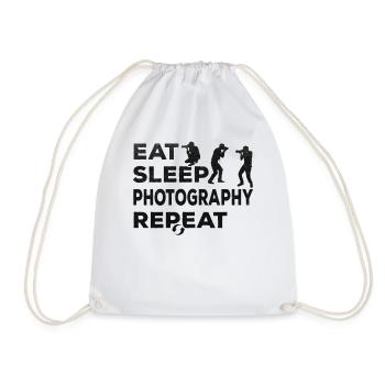 Camera Photographer Food Sleep Photography Lovers - Drawstring Bag - white - Front