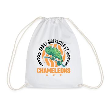 Easily distracted by Chameleons Chameleon - Drawstring Bag - white - Front