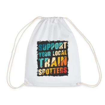 Train Trainspotter Locomotive Hobby Trainspotting - Drawstring Bag - white - Front
