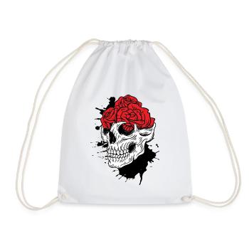 Totenköpfe und Rosen Gothic Knochen Skelett Tod - Turnbeutel - Weiß - Vorne