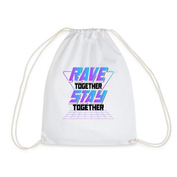 Raves Together Electronic Dance EDM DJ Club Music - Drawstring Bag - white - Front