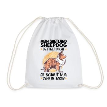 Mein Shetland Sheepdog schaut sehr intensiv - Turnbeutel - Weiß - Vorne