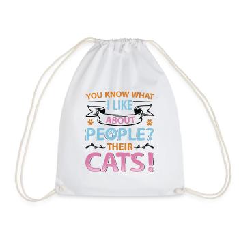 You know what I like about people and cats. - Drawstring Bag - white - Front