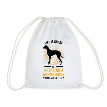 Italian greyhound Italian wind chime - Drawstring Bag - white - Front