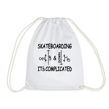 Skateboarding It's Complicated Funny Skateboarder - Drawstring Bag - white - Front