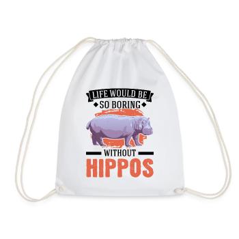 Hippo Gift Hippo Hippo Hippo - Drawstring Bag - white - Front