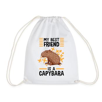 Capybara is my best friend capybara - Drawstring Bag - white - Front