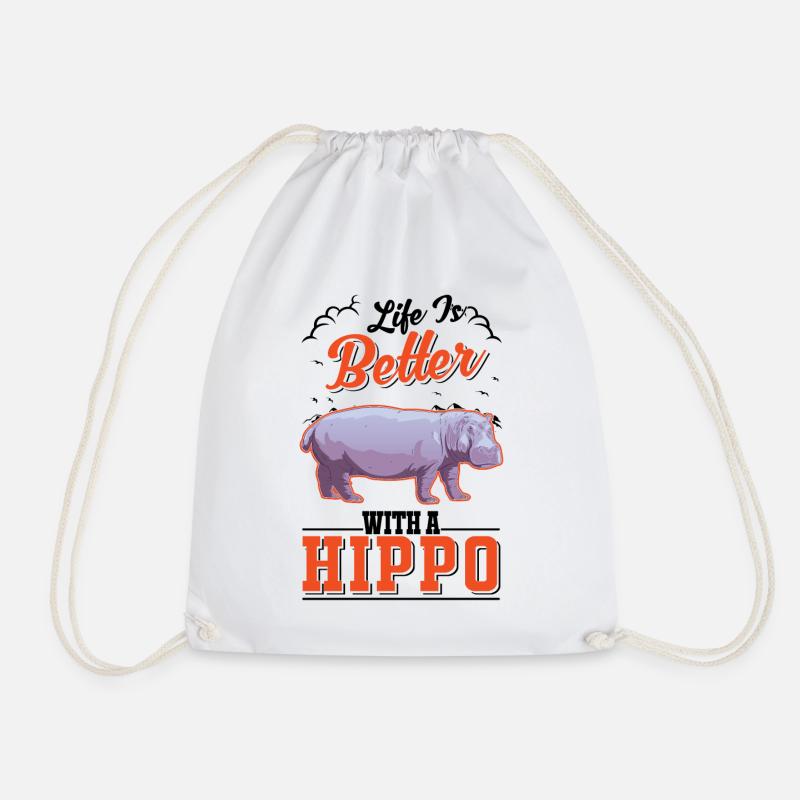 Life is better with a Hippo Nilpferd Flusspferd - Turnbeutel - Weiß