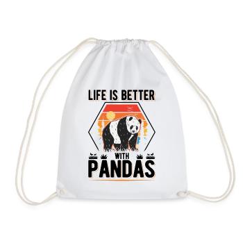 Life is better with Pandas - Drawstring Bag - white - Front