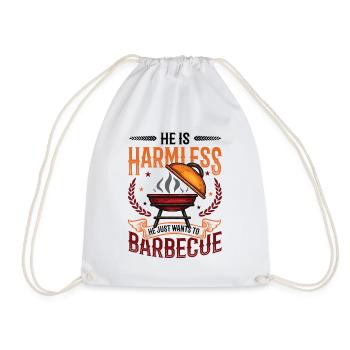 Er ist harmlos Er will nur grillen, BBQ Grill. - Turnbeutel - Weiß - Vorne