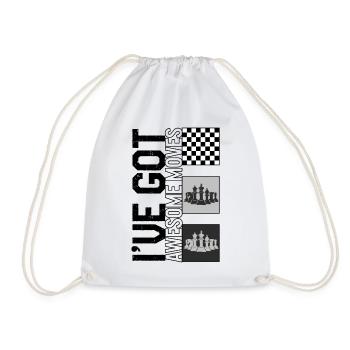 Chess Lover Shirt, I've Got Awesome Moves Chess - Drawstring Bag - white - Front
