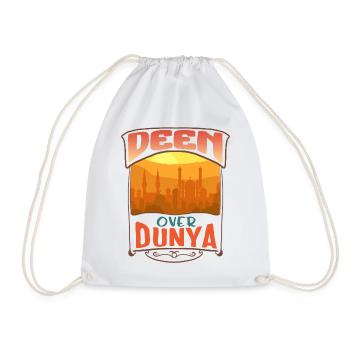 Deen Over Dunya Shirt, cadeau de prière de la mosquée musulmane - Sac de sport léger - blanc - Devant