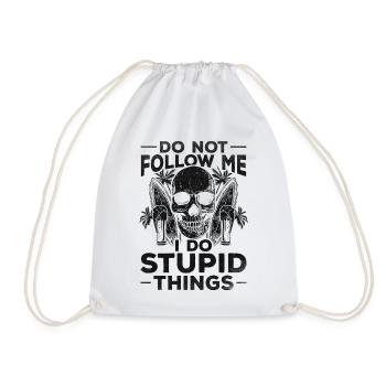 Surfing Follow Me I do stupid things surfboard - Drawstring Bag - white - Front