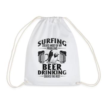 Surfing solves most of my problems Beer solves - Drawstring Bag - white - Front