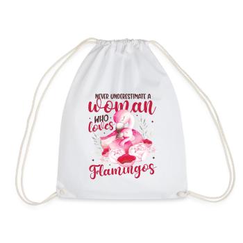 Ne sous-estimez jamais une femme qui aime les flamants roses - Sac de sport léger - blanc - Devant