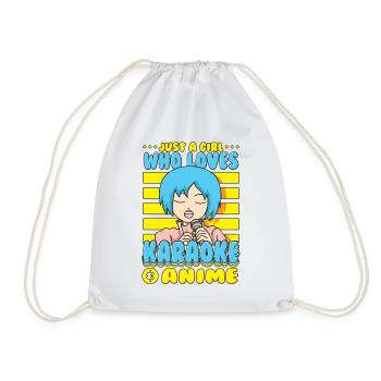 Just A Girl Karaoke Anime Vocalist Singing Singer - Drawstring Bag - white - Front