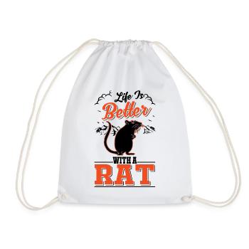 Life is better with a Rat Hausratte Geschenk Ratte - Turnbeutel - Weiß - Vorne