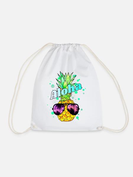 coole Ananas Aloha - Turnbeutel - Weiß