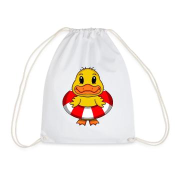 Ente Schwimmen Rettungsring - Turnbeutel - Weiß - Vorne