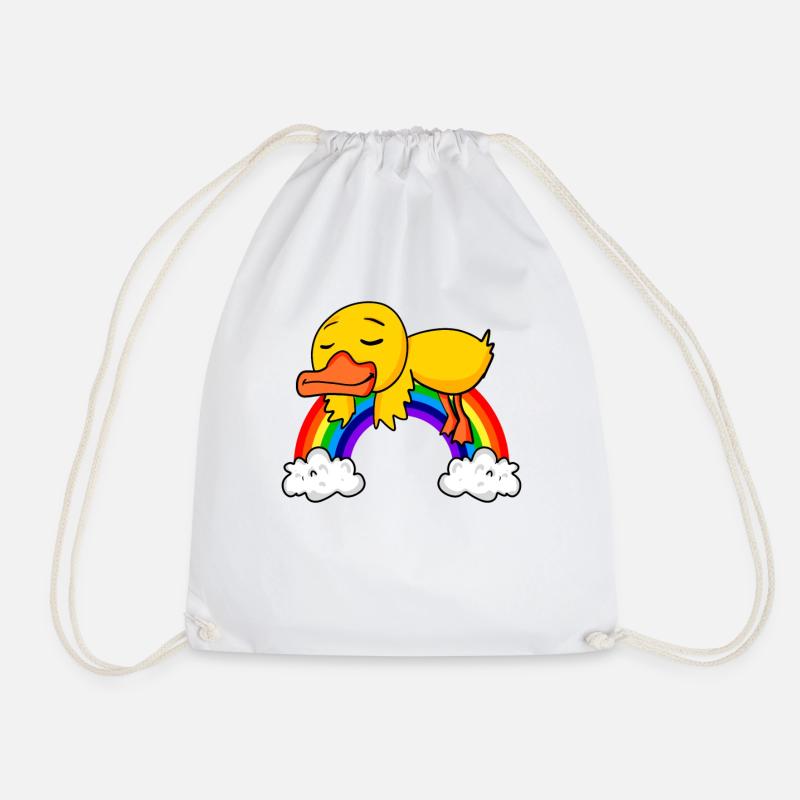 Regenbogen Ente - Turnbeutel - Weiß