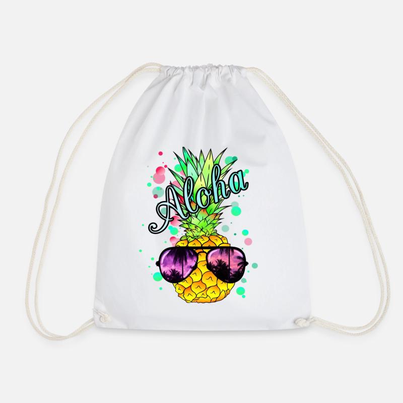 Aloha Ananas mit Sonnenbrille - Turnbeutel - Weiß