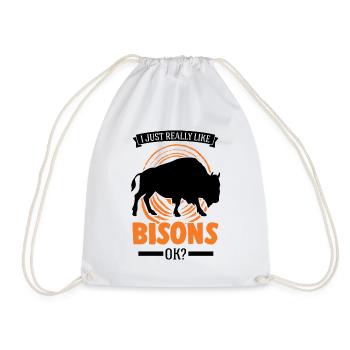 I just really like Bison's Water Buffalo Buffalo Buffalo - Drawstring Bag - white - Front