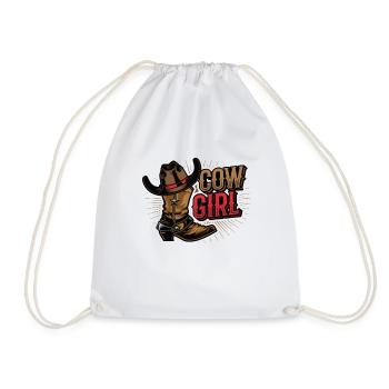 ,Boots,Girls,Westerns. - Drawstring Bag - white - Front