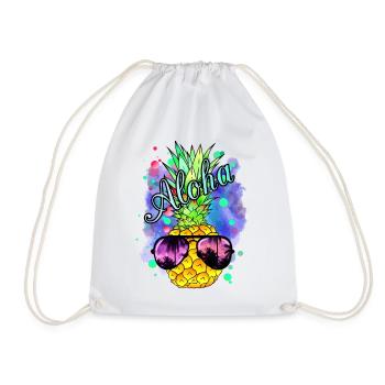 Ananas coloré avec des lunettes de soleil fraîches - Sac de sport léger - blanc - Devant