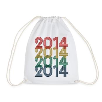 Cool Retro 2014, 9 Years Old, 9th Birthday Kids - Drawstring Bag - white - Front