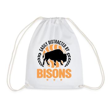Easily distracted by Bison's Water Buffalo Buffalo Buffalo - Drawstring Bag - white - Front