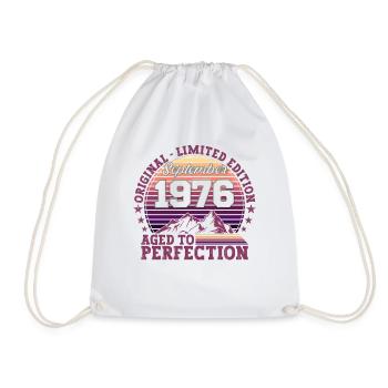 Original September 1976 46th Birthday Gift - Drawstring Bag - white - Front