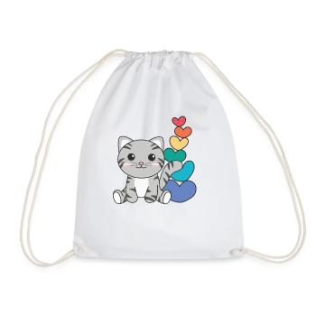 Regenbogen Herzen Pride LGBTQ süße tiere Katze - Turnbeutel - Weiß - Vorne