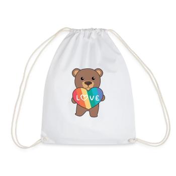 Regenbogen Herzen Pride LGBTQ süße tiere Bär - Turnbeutel - Weiß - Vorne