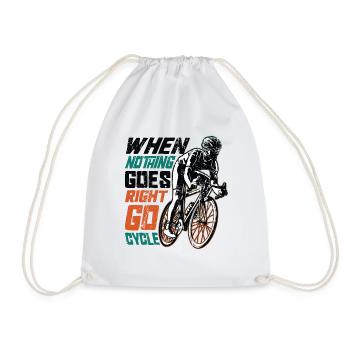 When Nothing Goes Right, Go Cycle, Cycling. - Drawstring Bag - white - Front