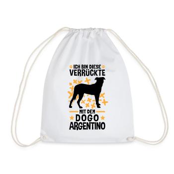 Verrückte mit Dogo Argentino Argentinien Dogge - Turnbeutel - Weiß - Vorne
