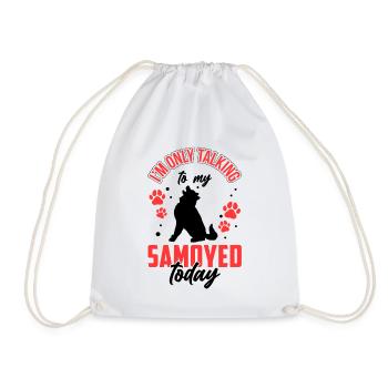 Samoyed only talk to my Samoyed spitz - Drawstring Bag - white - Front