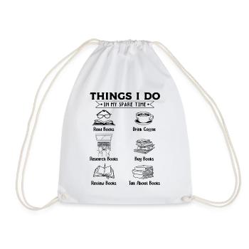 Things I do in my spare time Read - Drawstring Bag - white - Front