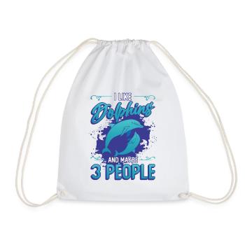 I Like Dophins And Maybe 3 People Dolphin Girls - Drawstring Bag - white - Front