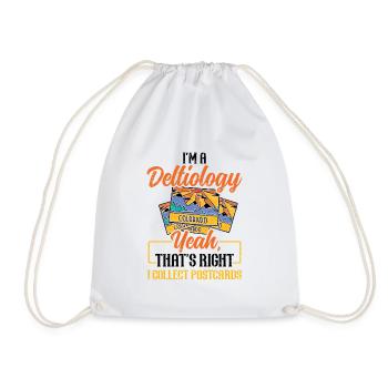 Deltiology card Colleting Deltiologist postcard - Drawstring Bag - white - Front