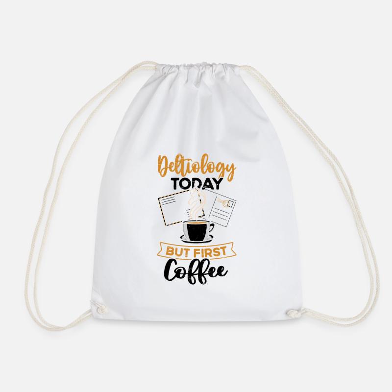 Deltiology coffee Deltiologist postcard collector - Drawstring Bag - white