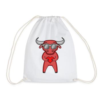 Taureau avec lunettes de soleil et cœur - Sac de sport léger - blanc - Devant