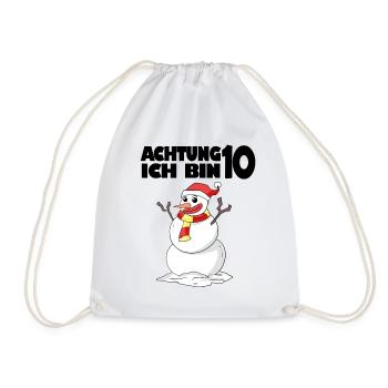10.Geburtstag Schneemann 10 Jahre Geschenk - Turnbeutel - Weiß - Vorne