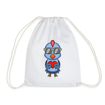 Poulet avec lunettes de soleil et cœur - Sac de sport léger - blanc - Devant