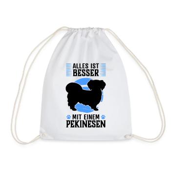 Alles ist besser mit Pekinese Peking-Palasthund - Turnbeutel - Weiß - Vorne
