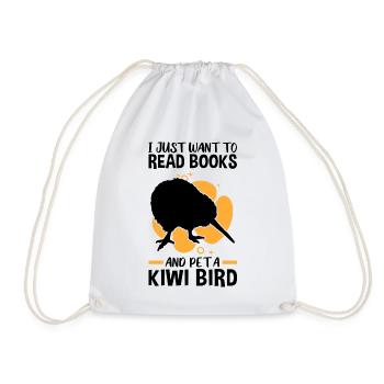 Kiwi Vogel streicheln und lesen Schnepfenstrauß - Turnbeutel - Weiß - Vorne